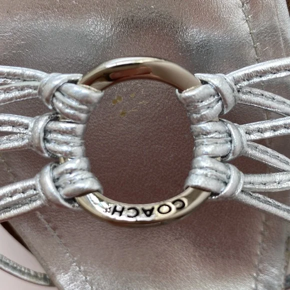 COACH Silver Strap stacked Heel Sandals - Picture 8 of 10